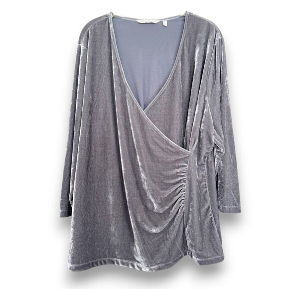 Soft Surroundings 2X GRAY Velvet Alyssa Wrap Top - Picture 1 of 9